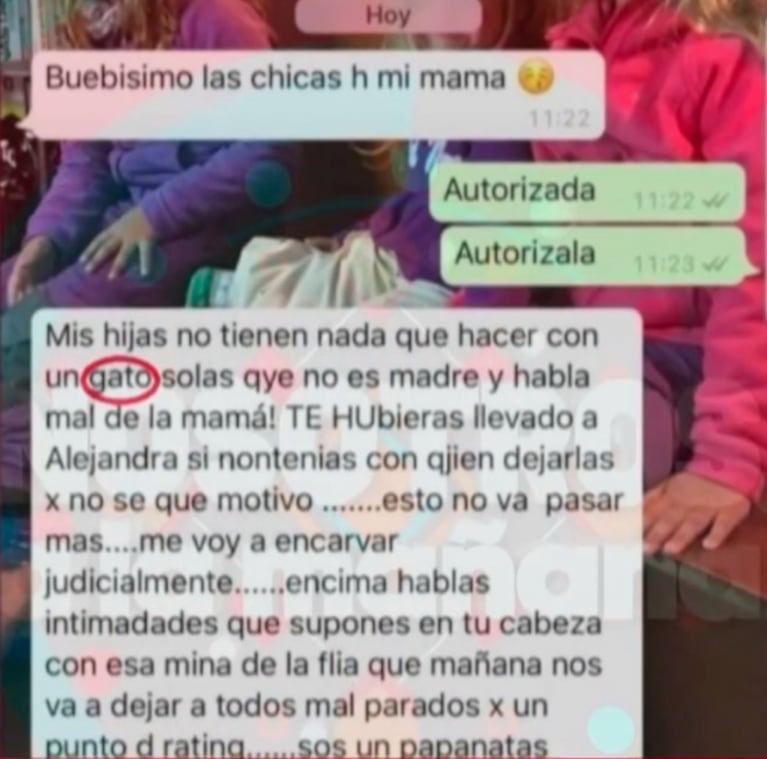 Filtran WhatsApp de Nicole Neumann a Fabián Cubero y Mica Viciconte: "La cag... los dos por descerebrados"