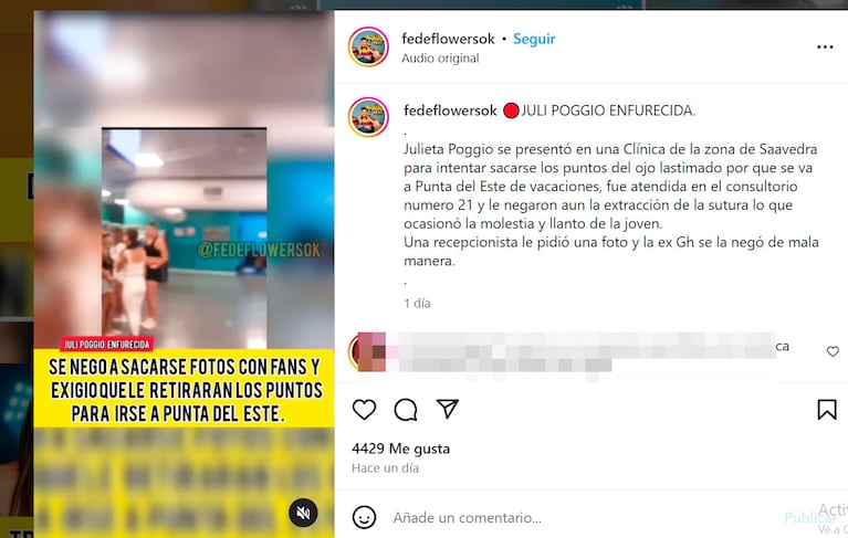 Filtraron un video de Julieta Poggio en el hospital y estalló de furia: “Sos mala leche”