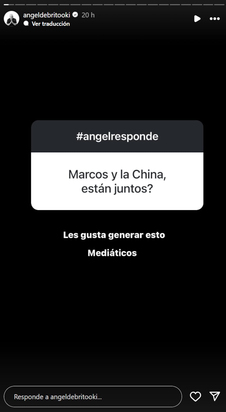 Finalmente, Ángel reveló si China y Marcos están saliendo.