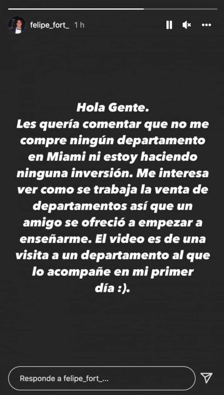 Firme aclaración de Felipe Fort sobre su supuesta compra de un lujoso departamento en Miami: "No estoy haciendo ninguna inversión"