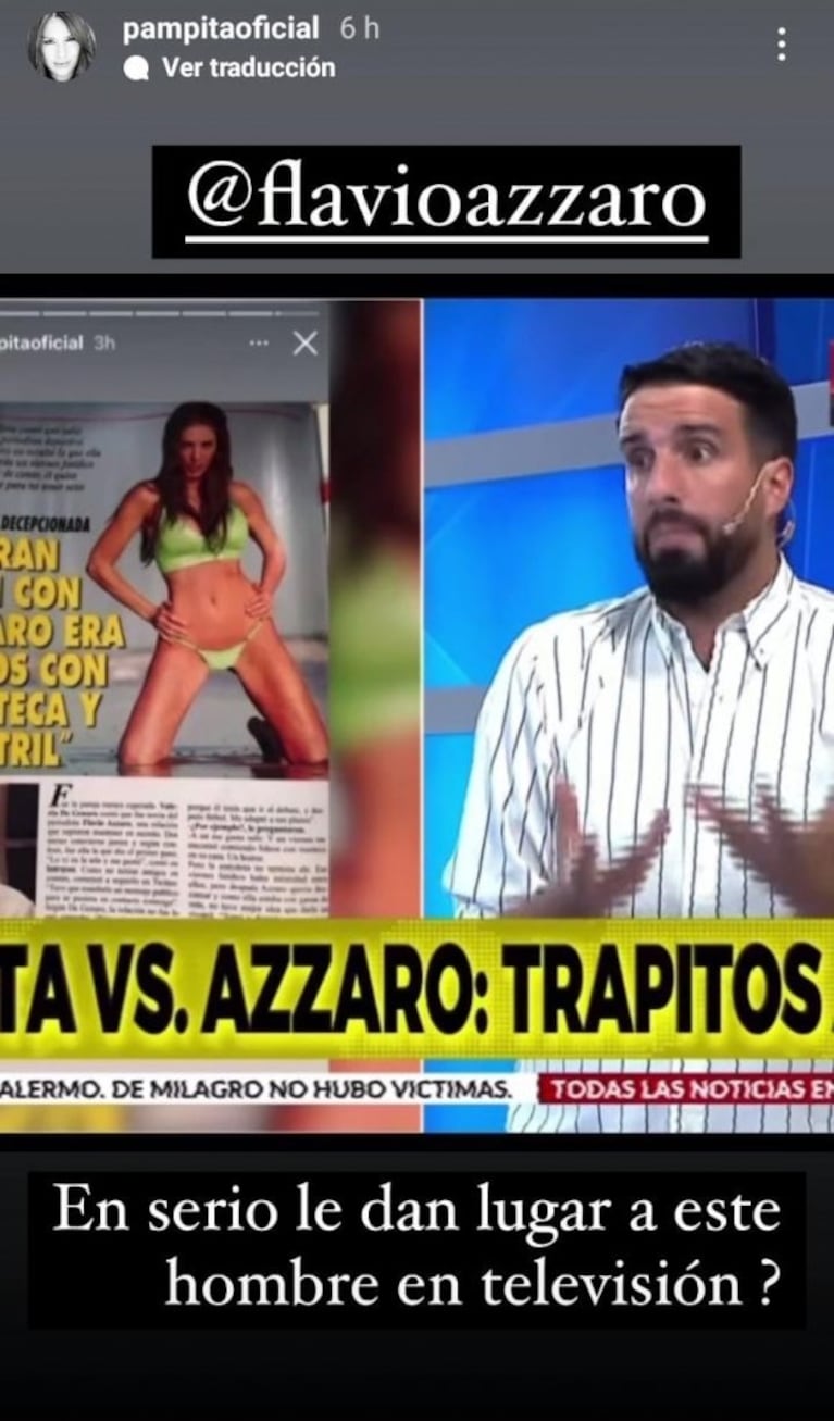 Flavio Azzaro se disculpó con Pampita por llamarla "cornuda" pero igual volvió a la carga: "Que no se haga la pobrecita"