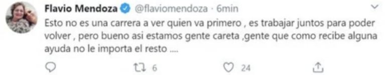 Flavio Mendoza apuntó contra sus colegas, tras la baja de la temporada teatral: "Lástima su poco apoyo y empatía"