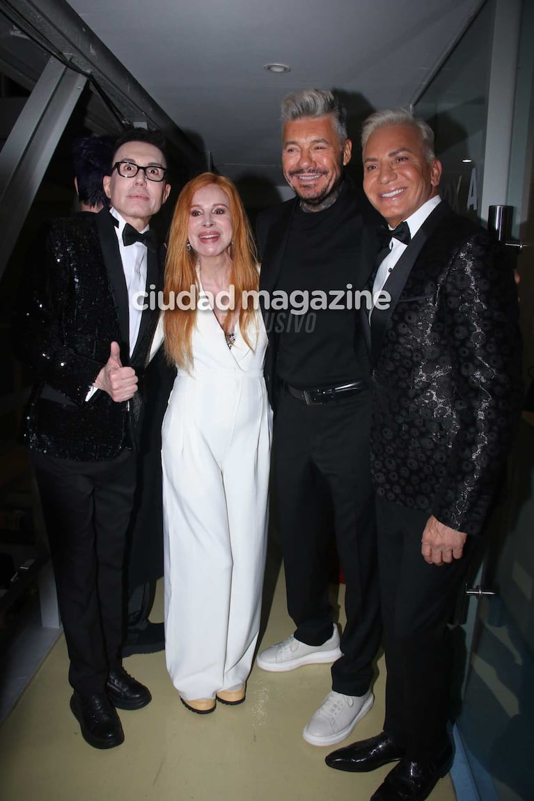 Flavio Mendoza, Nacha Guevara, Marcelo Tinelli y Marcelo Polino (Fotos Movilpress)