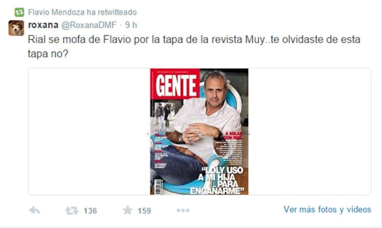 Flavio Mendoza y sus picantes retweets contra Jorge Rial. (Foto: Twitter)