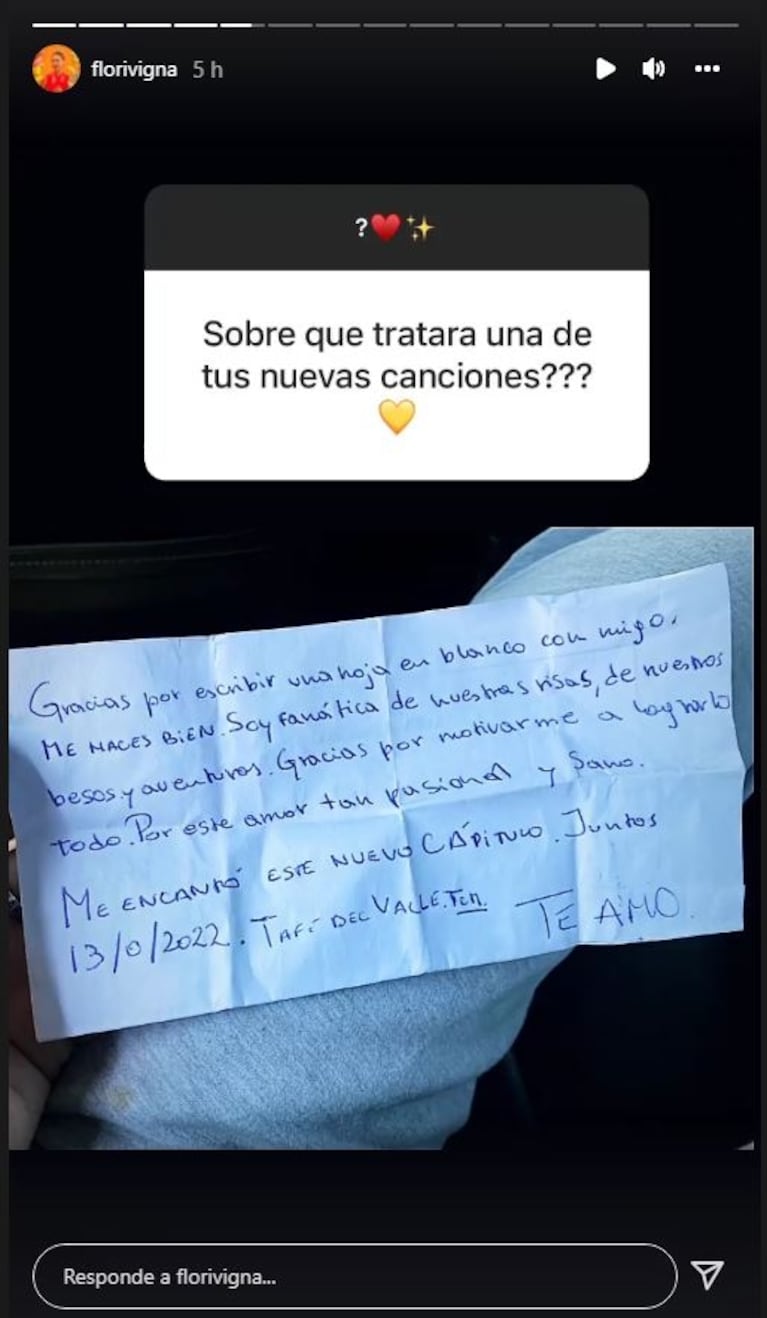 Flor Vigna mostró la profunda carta que le escribió a Luciano Castro:  