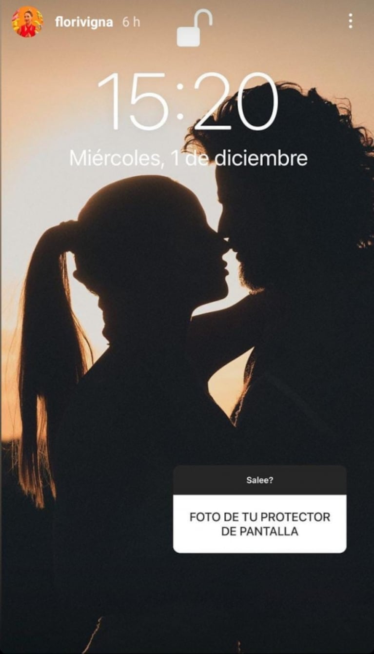 Flor Vigna mostró su romántico fondo de pantalla del celu con Luciano Castro