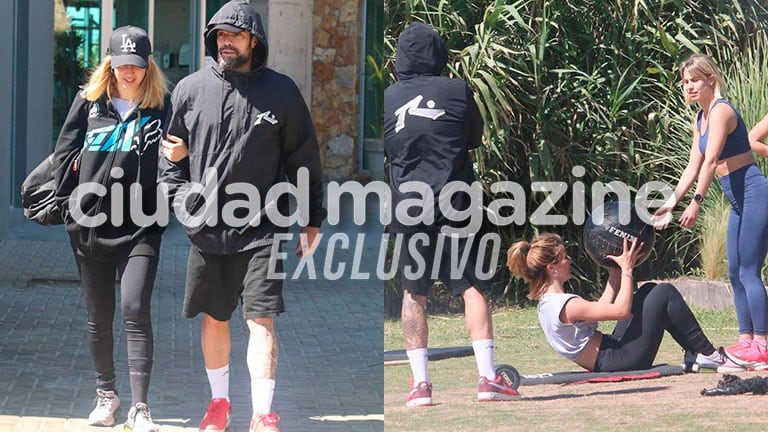 Flor Vigna y Luciano Castro, juntos en el gimnasio (Fotos: Movilpress)