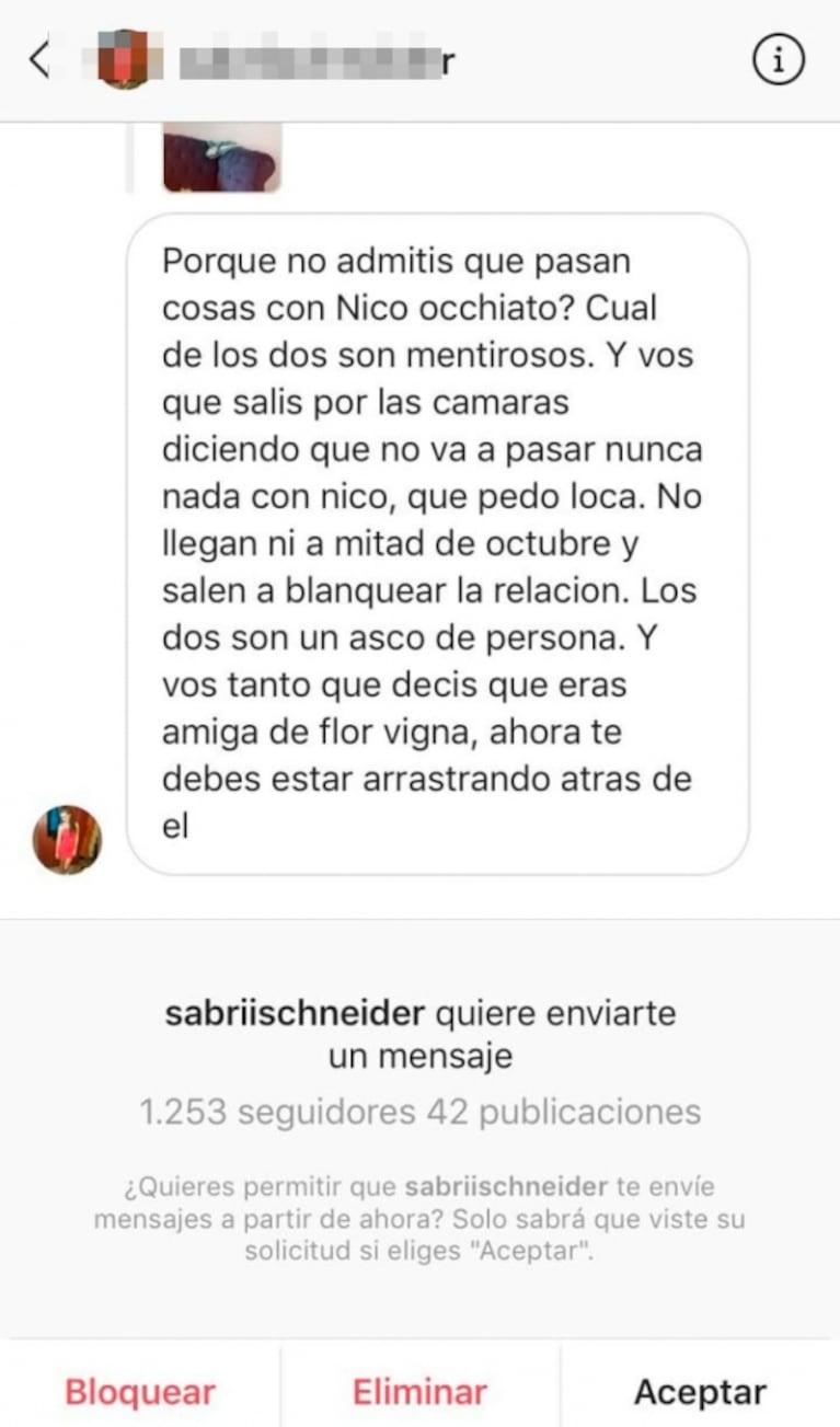 Florencia Jazmín Peña negó romance con Nico Occhiato: "Es mi buzo, no durmió conmigo"