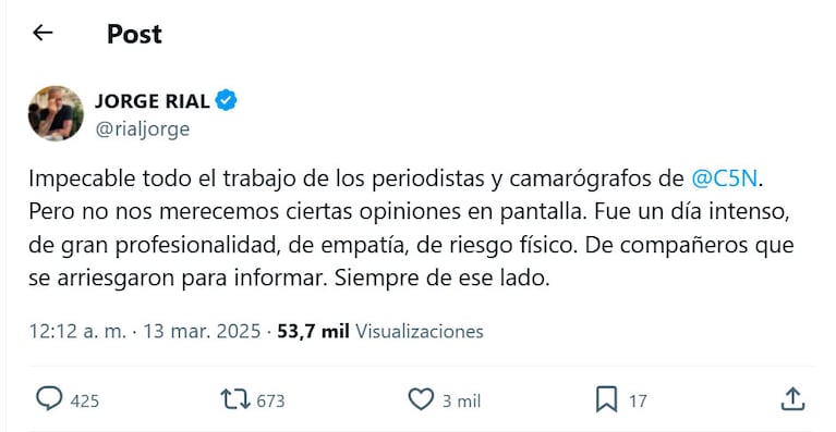 Foto: captura de pantalla de X, red social de Jorge Rial.