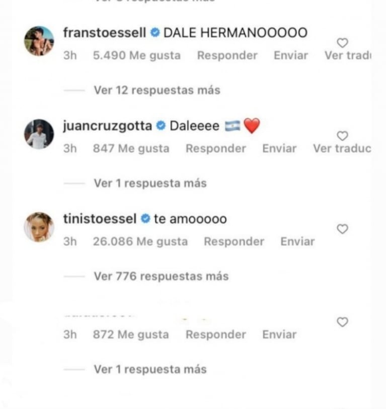 Fran Stoessel, cariñoso con su cuñado: ya le dice "hermano" a Rodrigo de Paul