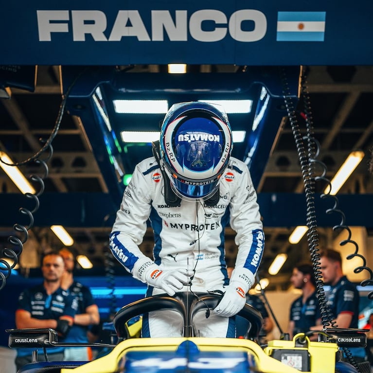 Franco Colapinto en su auto de Williams. (Foto: WilliamsRacing/IG)