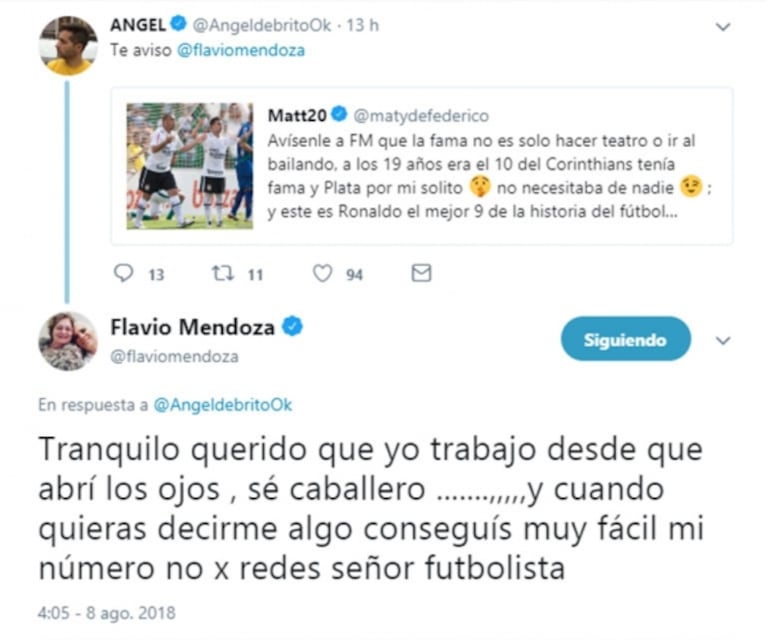 Fuerte cruce de Flavio Mendoza con Matías Defederico: "Me alegro de que tengas mucha plata, así a tus hijas no le falta nada"