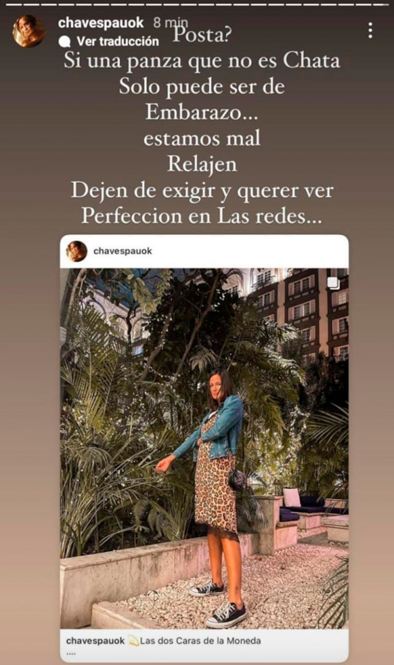 Fuerte descargo de Paula Chaves cuando le preguntaron si está embarazada tras postear una foto: "Dejen de exigir"