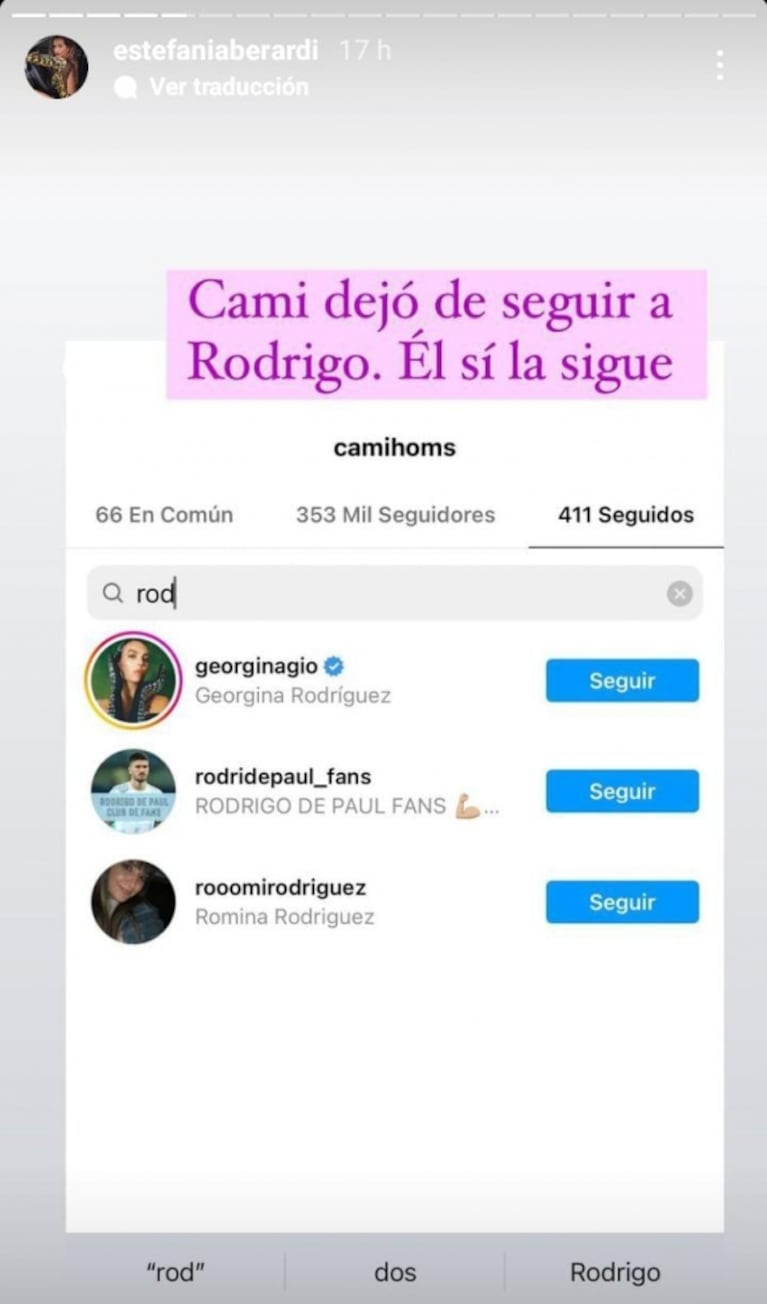 Fuerte gesto de Camila Homs en medio de las vacaciones de Rodrigo de Paul y Tini Stoessel