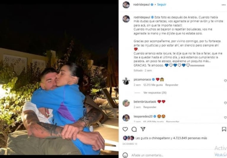 Fuerte gesto: Rodrigo de Paul borró los 11 años de amor con Camila Homs y disfruta del romance con Tini Stoessel