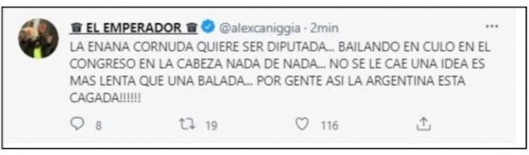 Fuerte mensaje de Alex Caniggia contra Cinthia Fernández por su candidatura política: “Por gente así la Argentina está cagada”