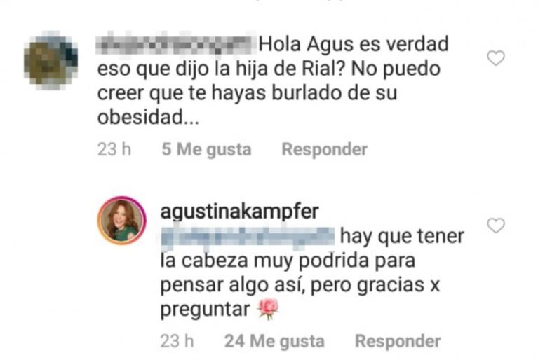 Fuerte respuesta de Agustina Kämpfer a las lapidarias declaraciones de Morena Rial contra ella: "Pobrecita, es una delirante"