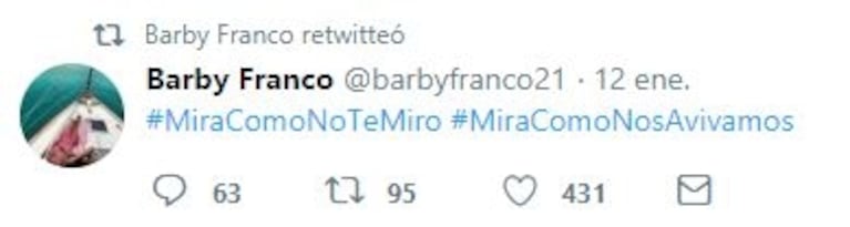 Fuerte tweet de Barby Franco contra Actrices Argentinas: "¿Por qué no van a abrazar a la hermana de Thelma Fardin que fue violada?"