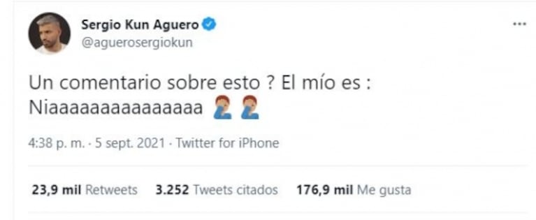 Fuerte tweet del Kun Agüero tras el escándalo con la Selección Argentina Brasil: "Mi comentario es niaaaa"