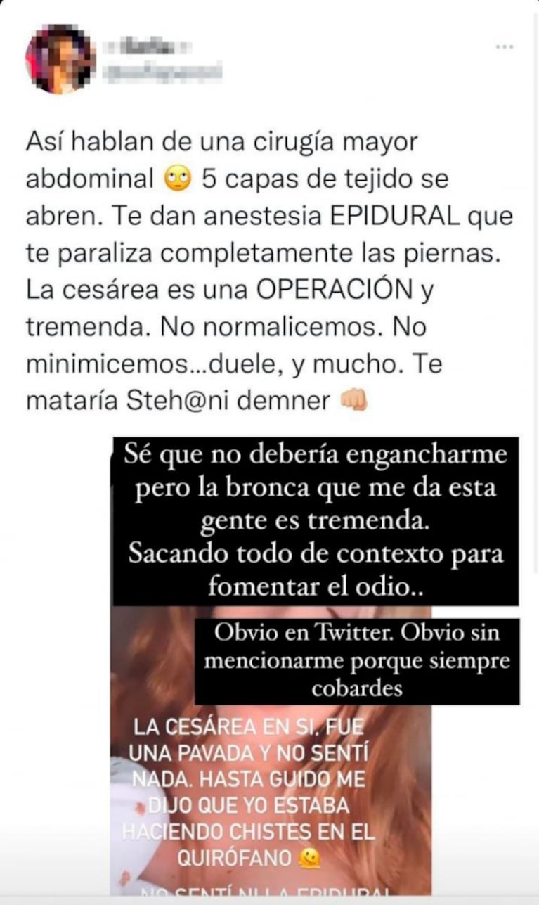 Fuertísimo Cruce De Stephanie Demner Con Una Mujer Que Criticó Sus Dichos Sobre La Cesárea 