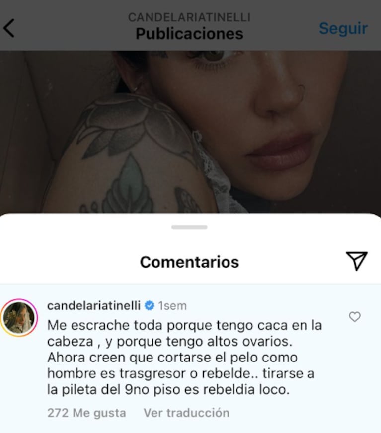 Fuertísimo descargo de Cande Tinelli tras las tremendas críticas por sus tatuajes: “Tengo caca en la cabeza” 