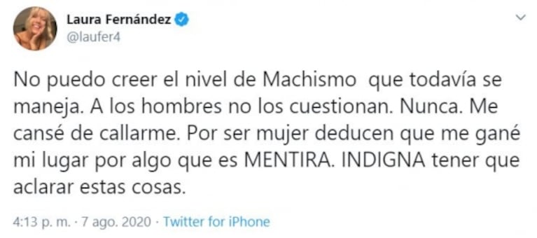 Furiosa respuesta de Laurita Fernández tras la versión explosiva de un supuesto romance con Tinelli: "Me cansé de callarme"