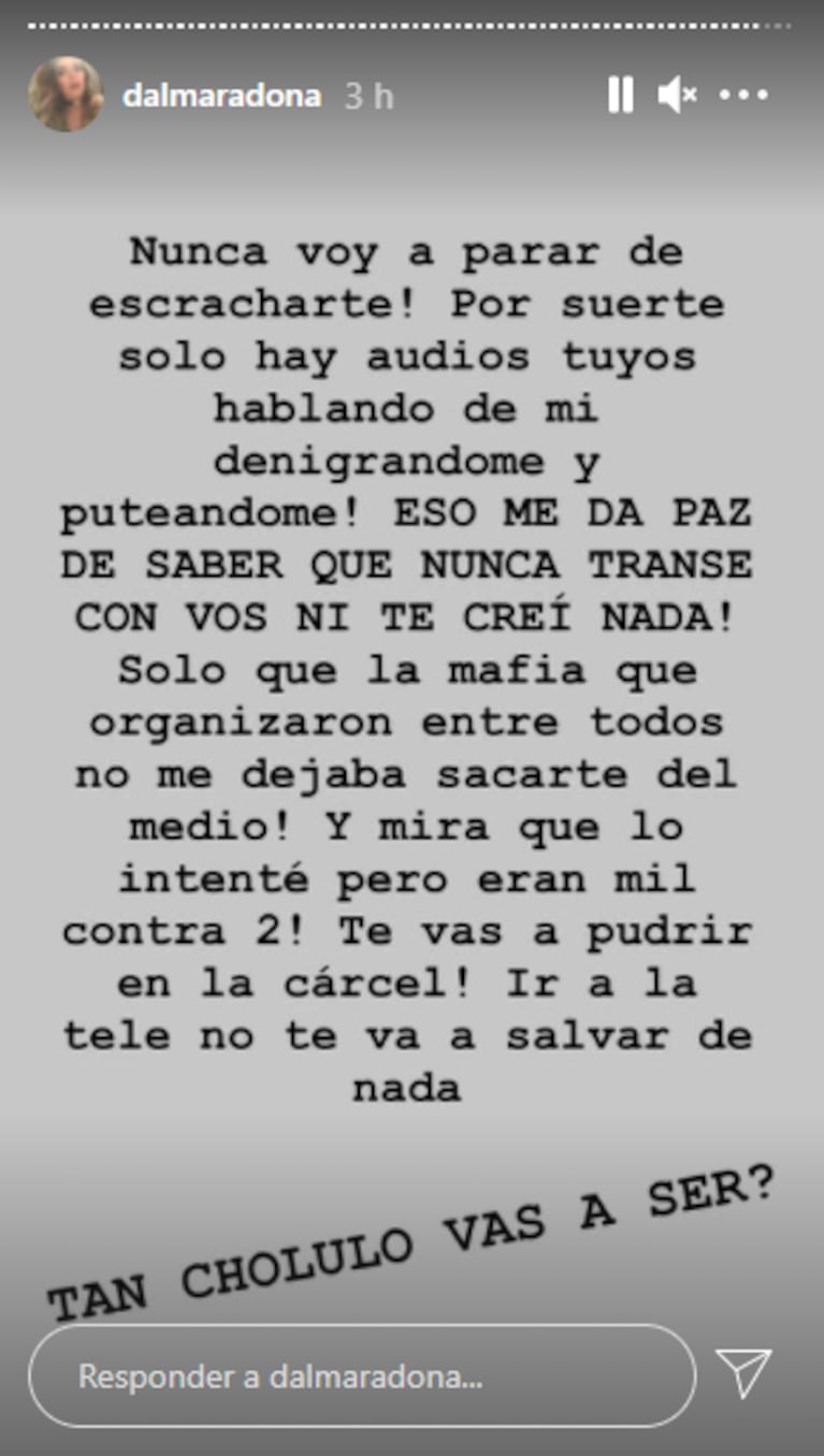 Furioso ataque de Dalma Maradona a Leopoldo Luque por su "desfile mediático": "¡Cholulo, ineficiente y rata!"