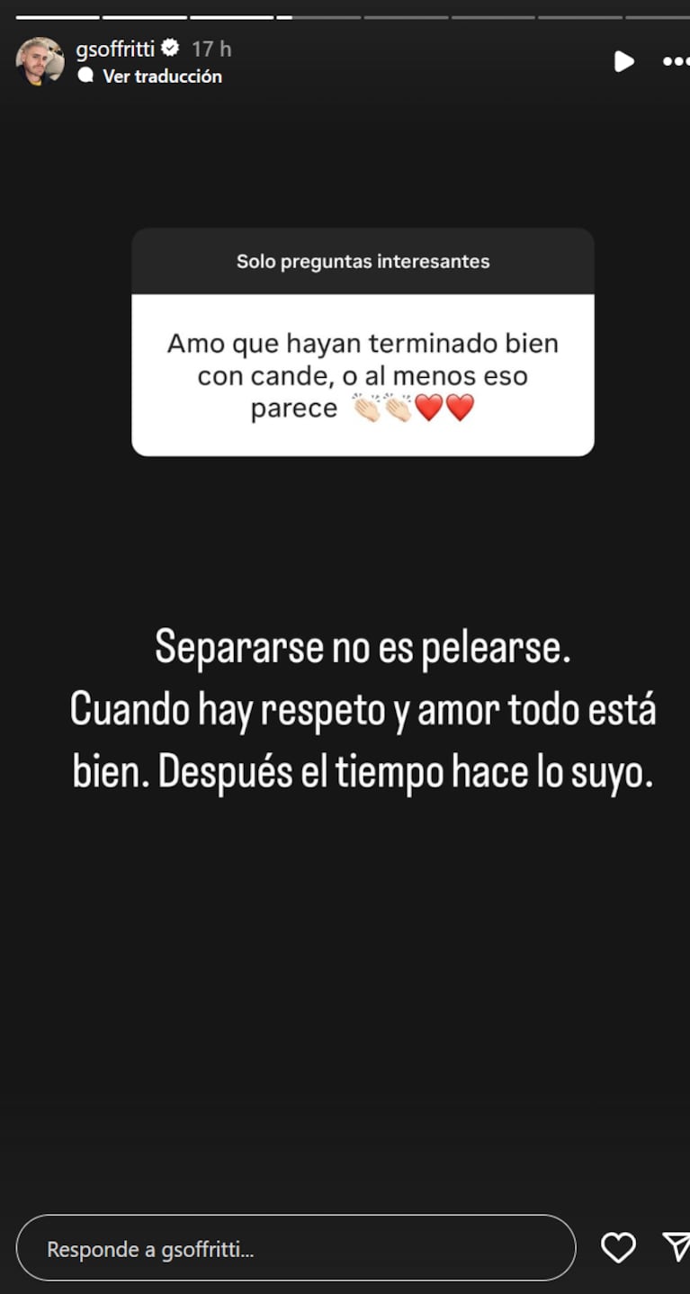 Gastón Soffritti explicó por qué se separaron en buenos términos con Cande Molfese: su contundente descargo