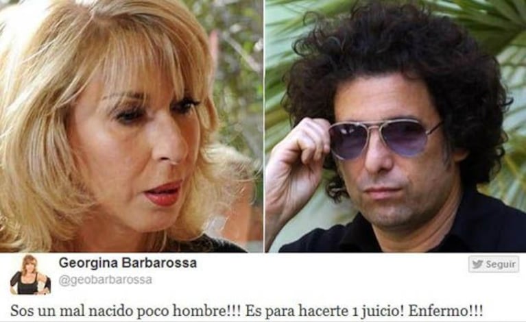 Georgina Barbarossa se cruzó con Andrés Calamaro en Twitter: "¡Sos un mal nacido y enfermo!"