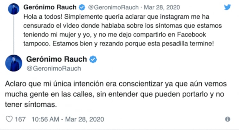 Gerónimo Rauch, ex integrante de Mambrú, tiene coronavirus: "Queremos concientizar a la gente de Argentina"