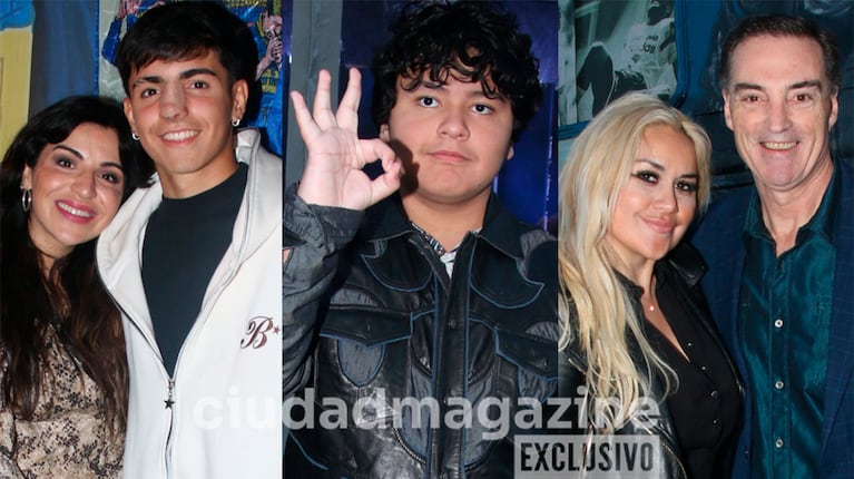 Gianinna Maradona, Benjamín Aguero, Dieguito Fernando, Verónica Ojeda y Mario Baudry en la Expo Maradona (Fotos: Movilpress).