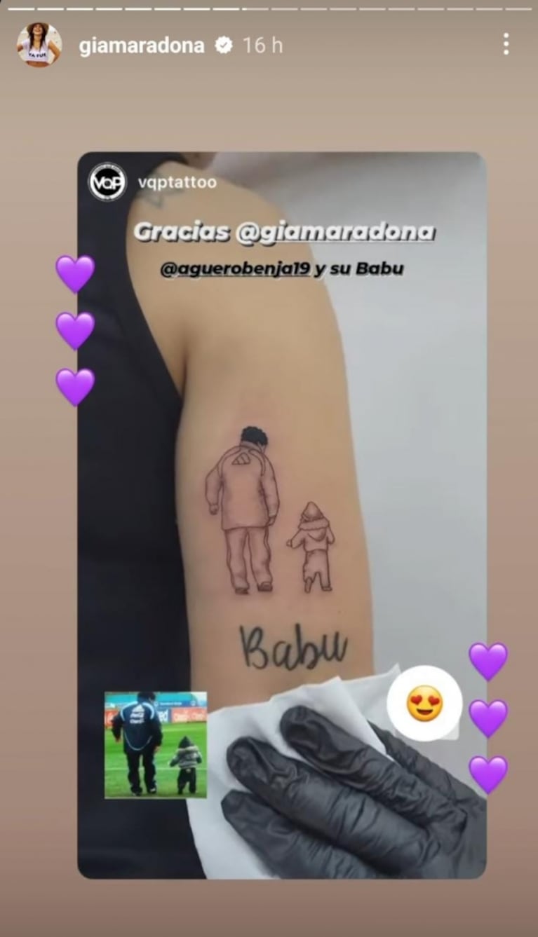 Gianinna Maradona homenajeó a Diego con emotivos tatuajes: "El Babu miraba atento"