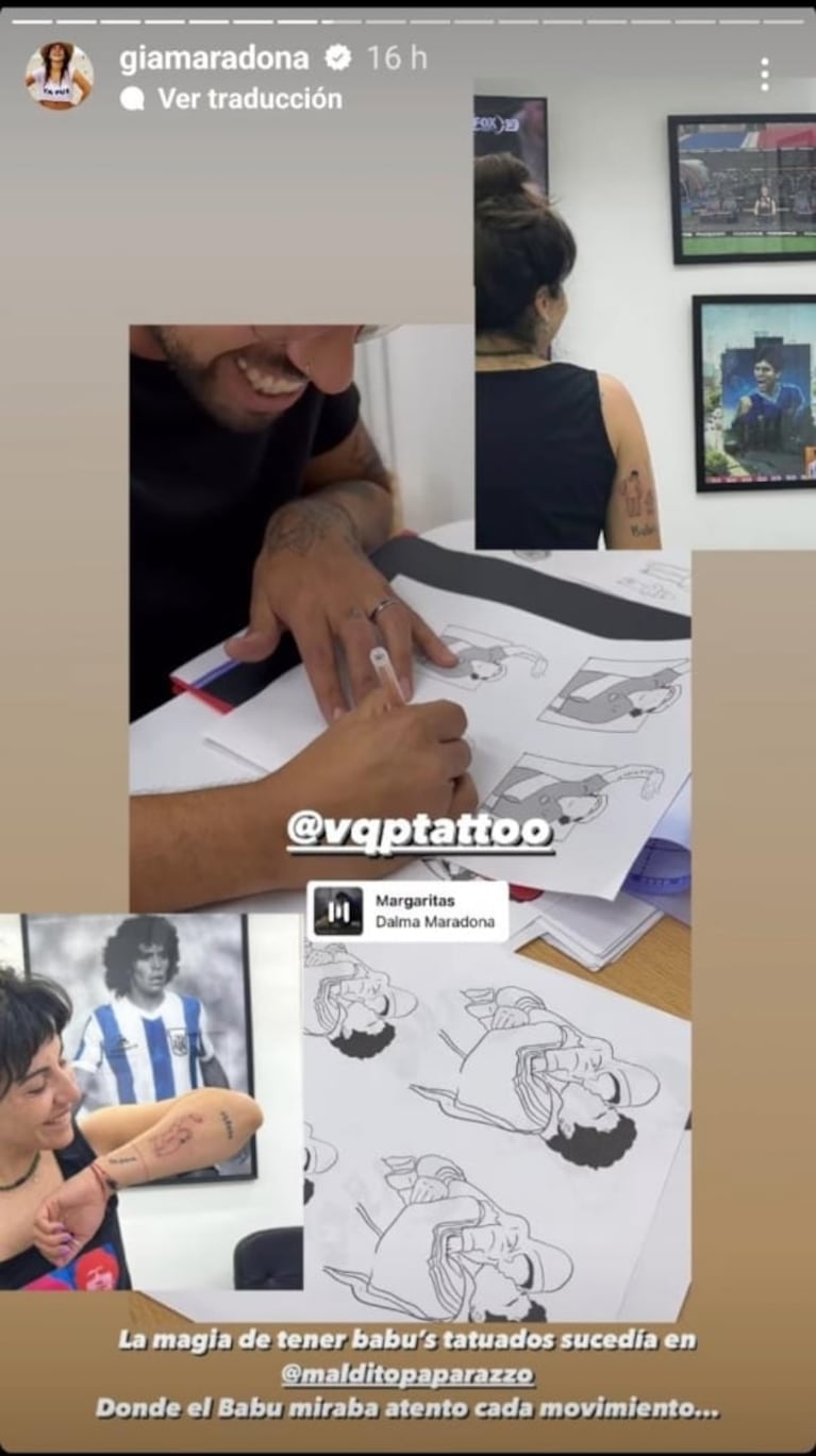 Gianinna Maradona homenajeó a Diego con emotivos tatuajes: "El Babu miraba atento"