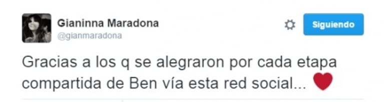 Gianinna Maradona mostró a Benjamín con Tevez y recibió una desubicada crítica que la enfureció: "Por mensajes como éste, decidí no subir nunca más una foto de mi hijo"