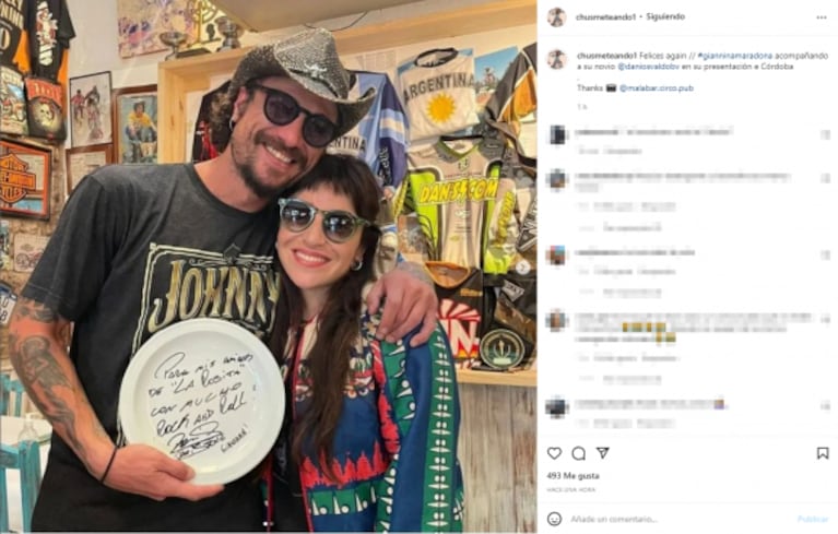 Gianinna Maradona y Daniel Osvaldo, enamorados y juntos en Córdoba: "Acompañó a su novio"