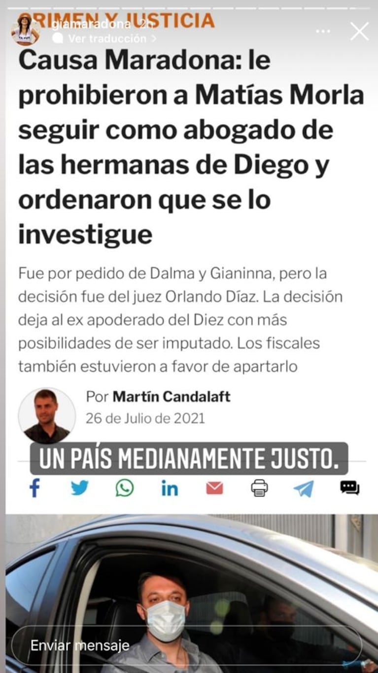 Gianinna y Dalma Maradona, picantes luego de que se le prohibiera a Matías Morla ser abogado en la causa: "Hola tías"