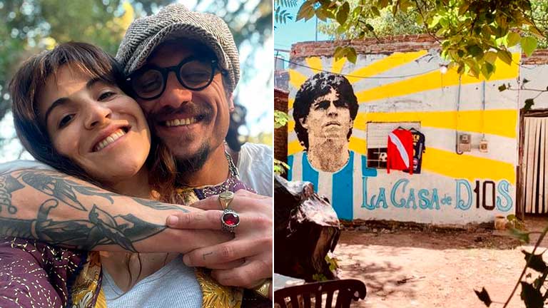 Gianinna y Osvaldo se acercaron a visitar la casa donde nació Diego