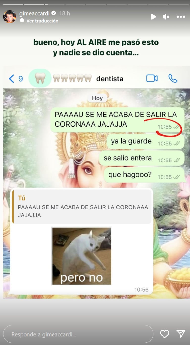 Gimena Accardi sufrió un percance al aire y pidió ayuda por WhatsApp: qué le pasó