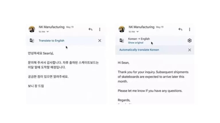 Gmail implementa la función de traducción en iOS y Android