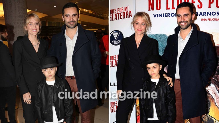 Gonzalo Heredia y Brenda Gandini, con su hijo Eloy a la avant premier de No llores por mí Argentina. (Foto: Movilpress)