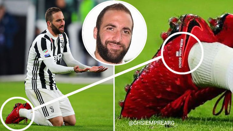 Gonzalo Higuaín adelantó el nombre de su bebé con un tierno detalle en sus botines: Alma