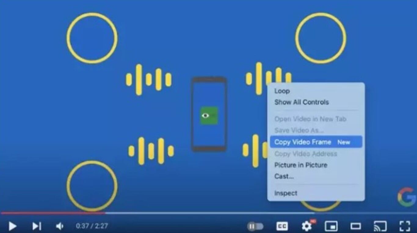 Google Chrome permite copiar un fotograma de un vídeo