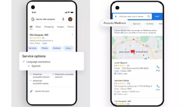 Google incorpora información adicional sobre clínicas médicas como los idiomas disponibles o si aceptan seguros