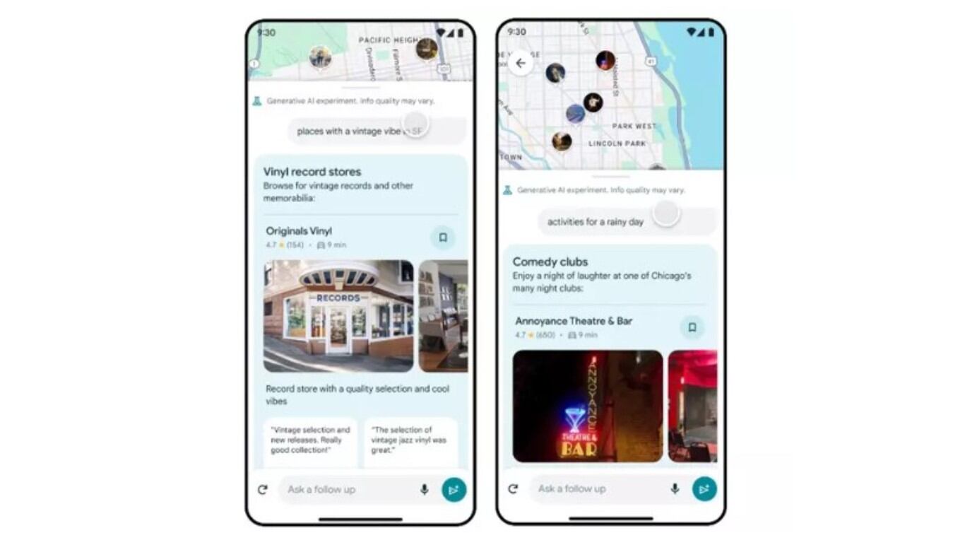 Google Maps prueba la IA generativa conversacional para descubrir lugares