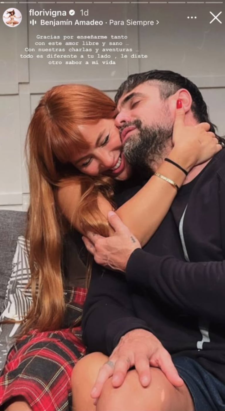 "Gracias por este amor libre": el llamativo mensaje de Flor Vigna a Luciano Castro