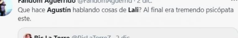 Gran Hermano 2022: Agustín hizo un repudiable comentario sobre Lali Espósito y lo destrozaron en las redes