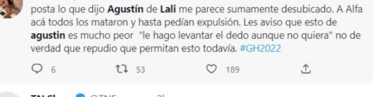 Gran Hermano 2022: Agustín hizo un repudiable comentario sobre Lali Espósito y lo destrozaron en las redes