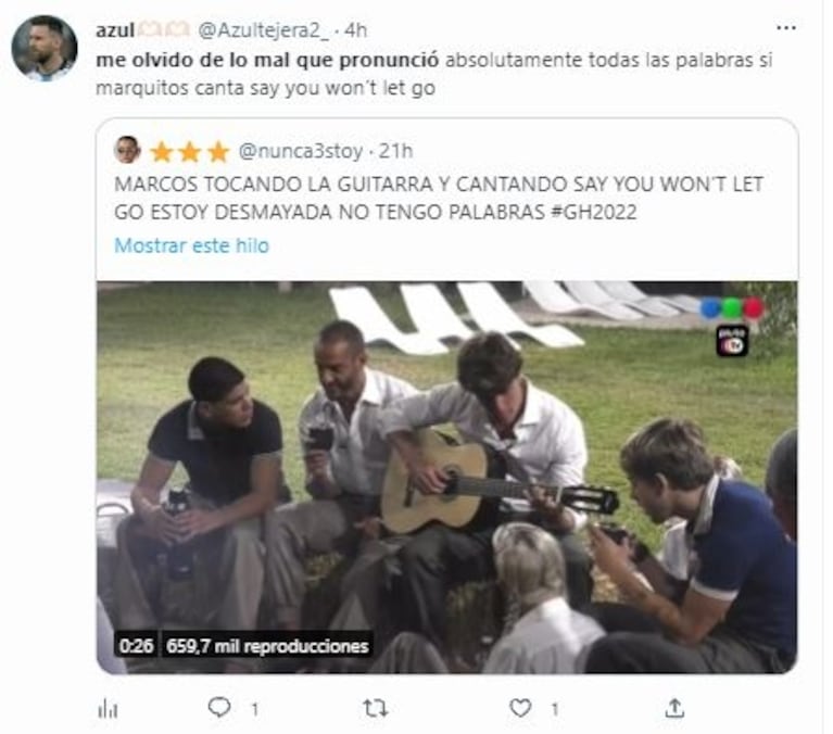 Gran Hermano 2022: Marcos Ginocchio la rompió con la guitarra en "la peña del primo"