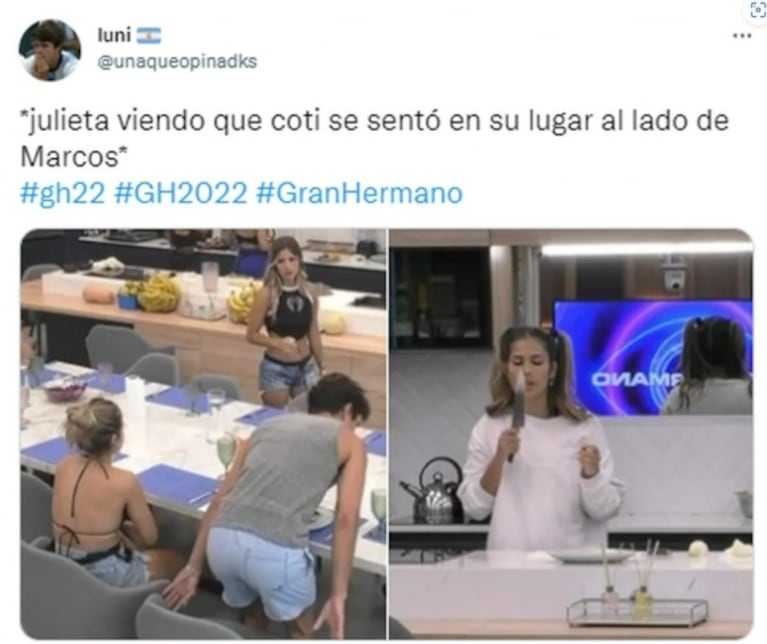 Gran Hermano 2022: Marcos le dio de comer en la boca a Coti y Julieta reaccionó celosa