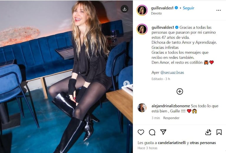 Guillermina Valdés en sus redes sociales.